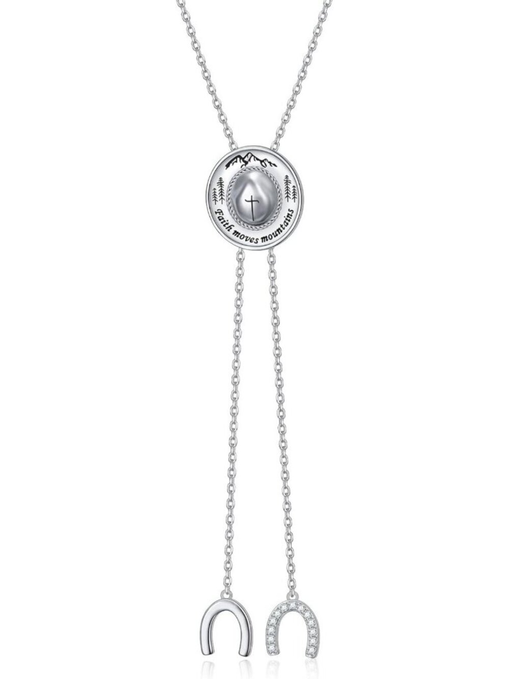 Trendy Western Cowboy Hat Necklace - Adjustable Gold Bolo Tie Lariat Jewelry